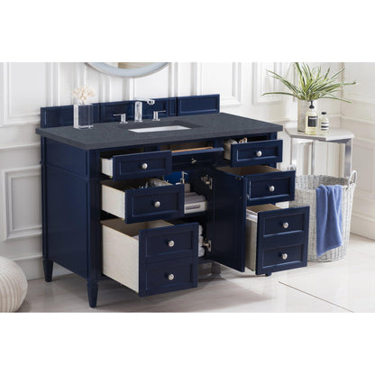 James Martin Vanities Brittany 48" Victory Blue Single Vanity With 3cm Charcoal Soapstone Quartz Top