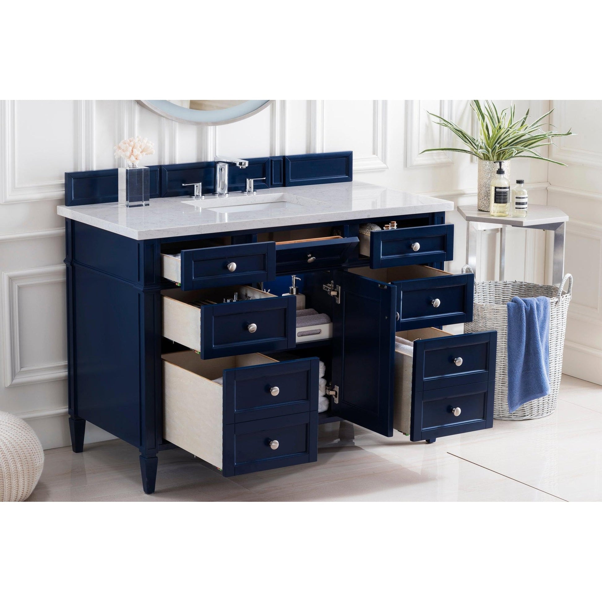 James Martin Vanities Brittany 48" Victory Blue Single Vanity With 3cm Eternal Jasmine Pearl Quartz Top