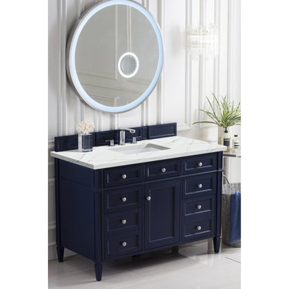 James Martin Vanities Brittany 48" Victory Blue Single Vanity With 3cm Ethereal Noctis Quartz Top