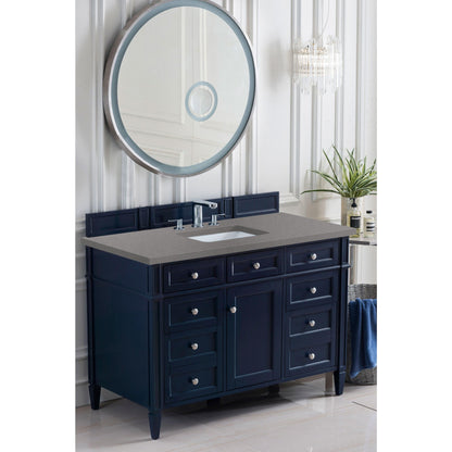 James Martin Vanities Brittany 48" Victory Blue Single Vanity With 3cm Grey Expo Quartz Top