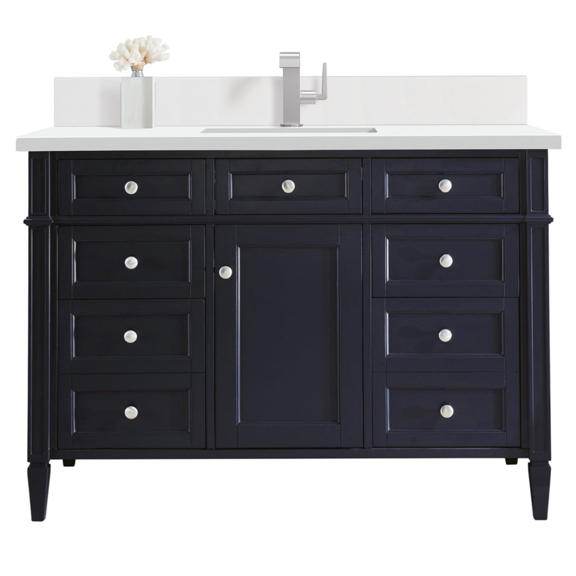 James Martin Vanities Brittany 48" Victory Blue Single Vanity With Single Hole 3 cm White Zeus Quartz Top & Backsplash