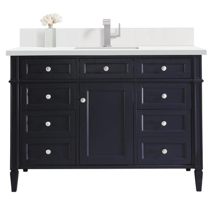 James Martin Vanities Brittany 48" Victory Blue Single Vanity With Single Hole 3 cm White Zeus Quartz Top & Backsplash