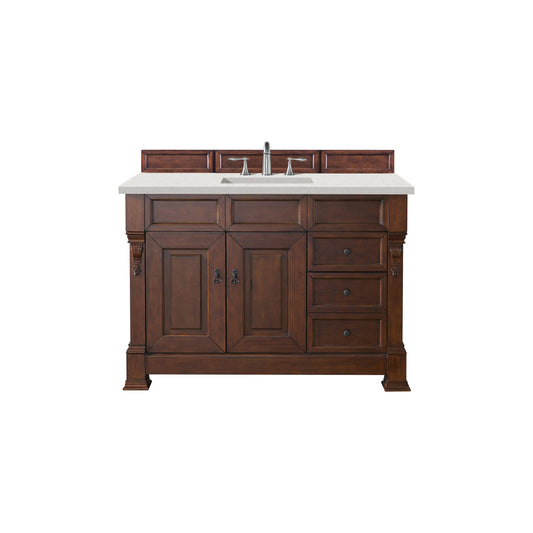 James Martin Vanities Brittany 48" Warm Cherry Single Vanity With 3 cm Lime Delight Quartz Top