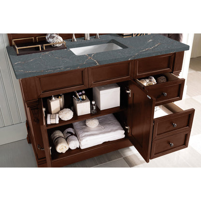 James Martin Vanities Brittany 48" Warm Cherry Single Vanity With 3 cm Parisien Bleu Quartz Top