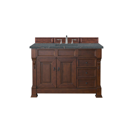 James Martin Vanities Brittany 48" Warm Cherry Single Vanity With 3 cm Parisien Bleu Quartz Top