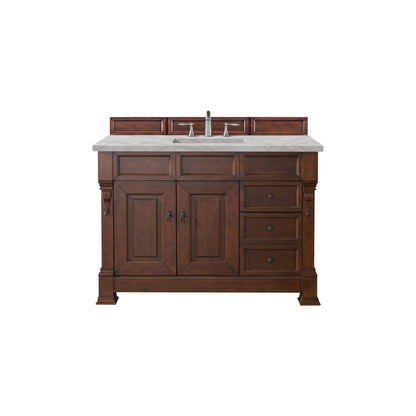 James Martin Vanities Brittany 48" Warm Cherry Single Vanity With 3 cm Victorian Silver Quartz Top