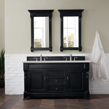 James Martin Vanities Brittany 60" Antique Black Double Vanity With 3 cm Lime Delight Quartz Top