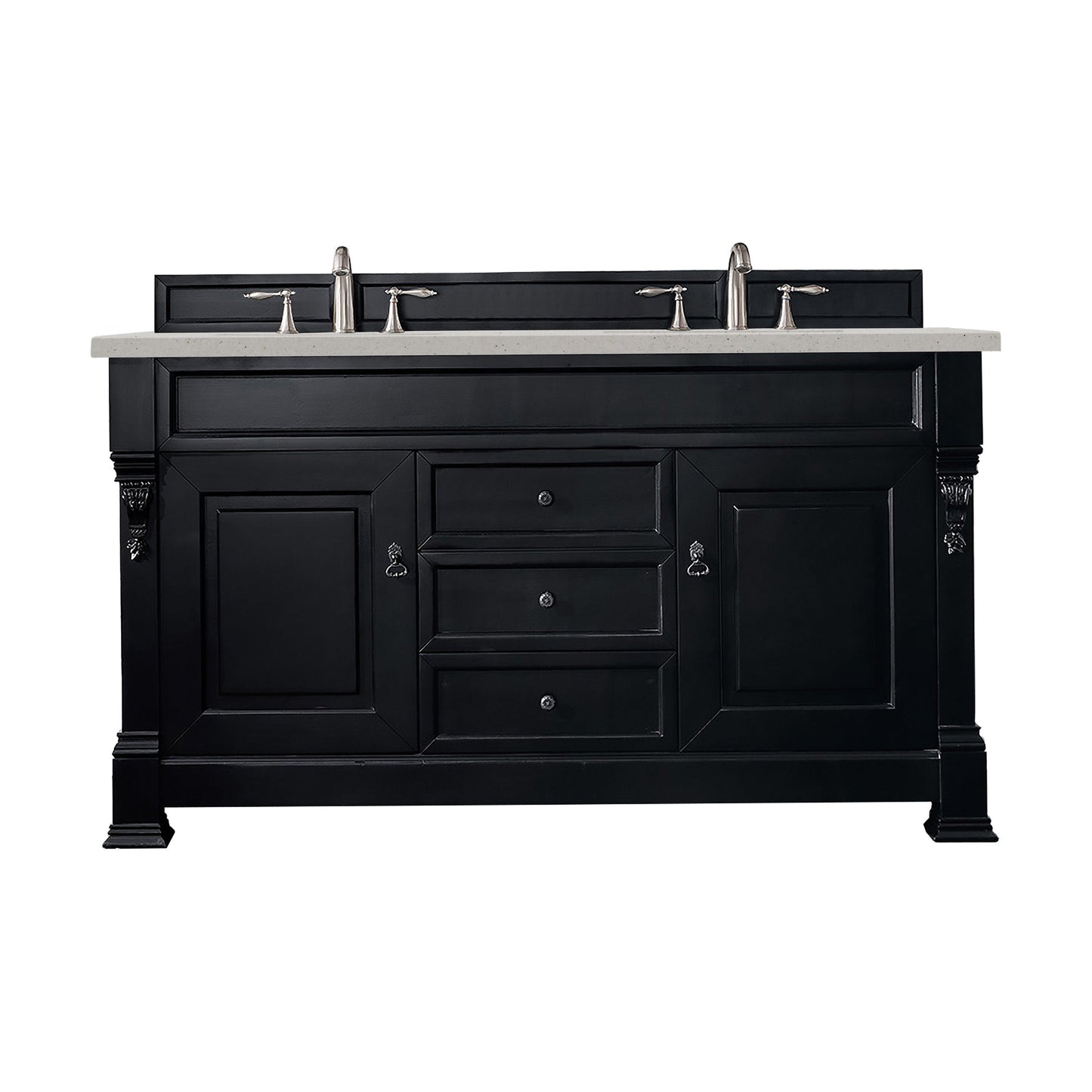 James Martin Vanities Brittany 60" Antique Black Double Vanity With 3 cm Lime Delight Quartz Top