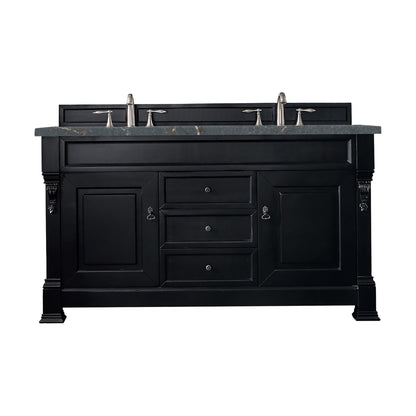 James Martin Vanities Brittany 60" Antique Black Double Vanity With 3 cm Parisien Bleu Quartz Top