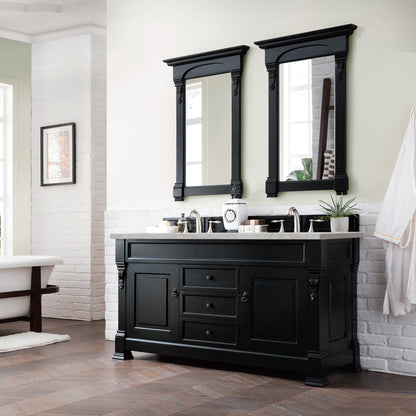 James Martin Vanities Brittany 60" Antique Black Double Vanity With 3 cm Victorian Silver Quartz Top