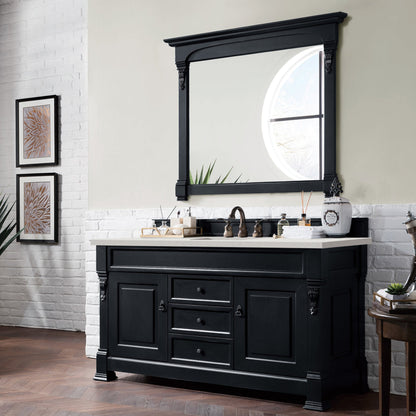 James Martin Vanities Brittany 60" Antique Black Single Vanity With 3 cm Lime Delight Quartz Top