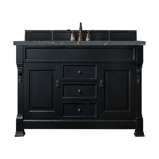 James Martin Vanities Brittany 60" Antique Black Single Vanity With 3 cm Parisien Bleu Quartz Top