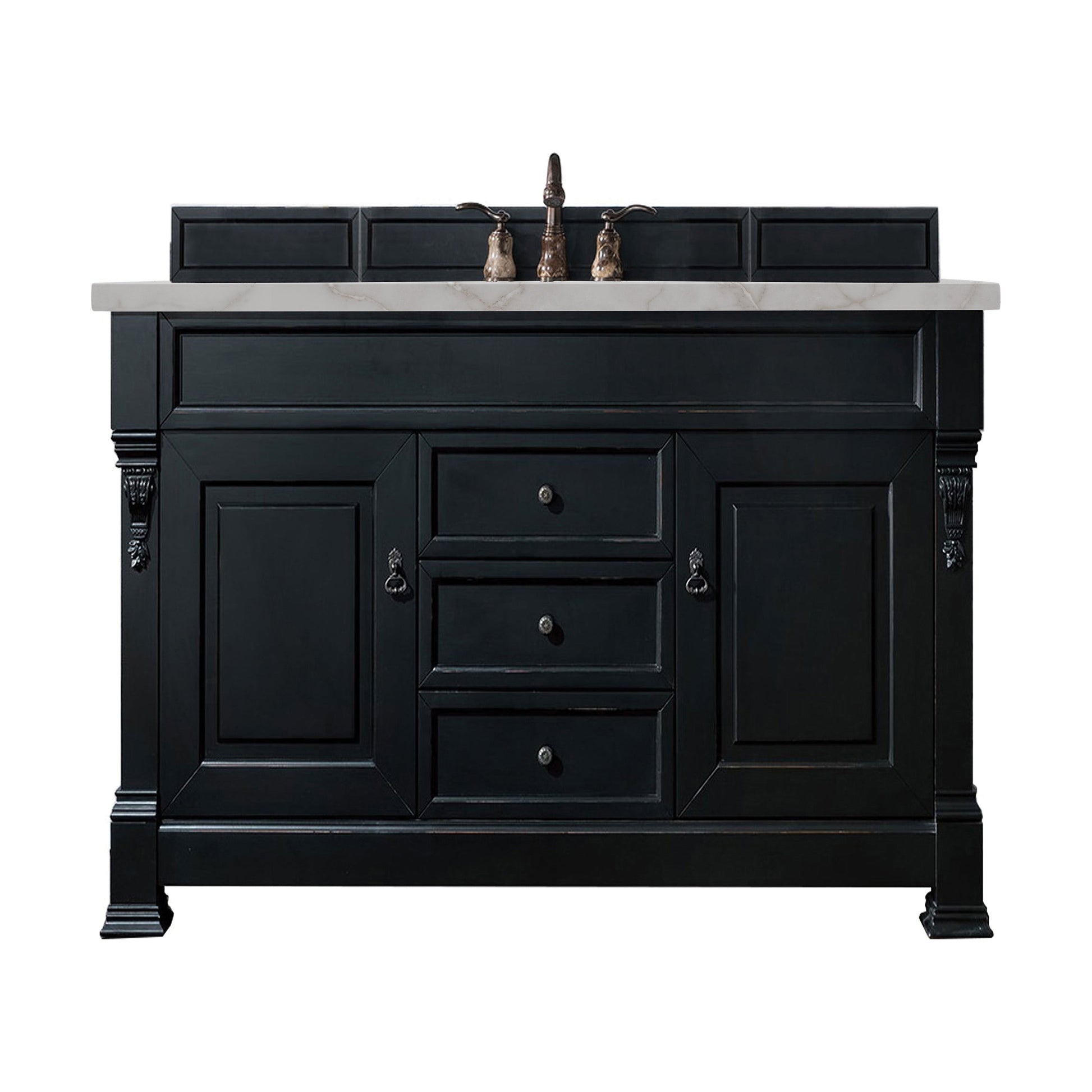 James Martin Vanities Brittany 60" Antique Black Single Vanity With 3 cm Victorian Silver Quartz Top