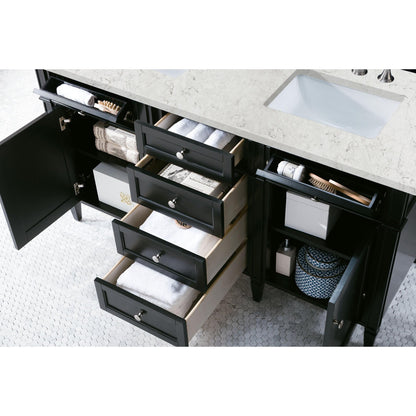 James Martin Vanities Brittany 60" Black Onyx Double Vanity With 3 cm Eternal Jasmine Pearl Silestone Top and FreePower Wireless Charger