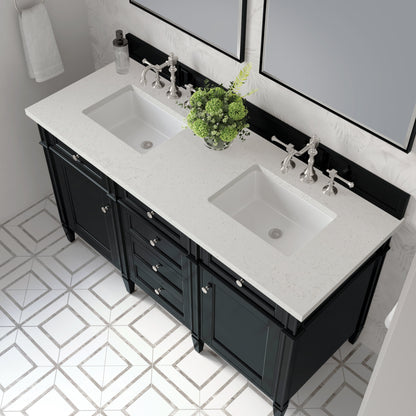 James Martin Vanities Brittany 60" Black Onyx Double Vanity With 3 cm Lime Delight Quartz Top