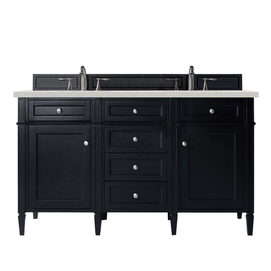 James Martin Vanities Brittany 60" Black Onyx Double Vanity With 3 cm Lime Delight Quartz Top