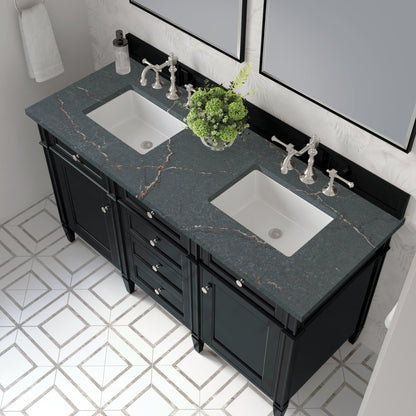 James Martin Vanities Brittany 60" Black Onyx Double Vanity With 3 cm Parisien Bleu Quartz Top