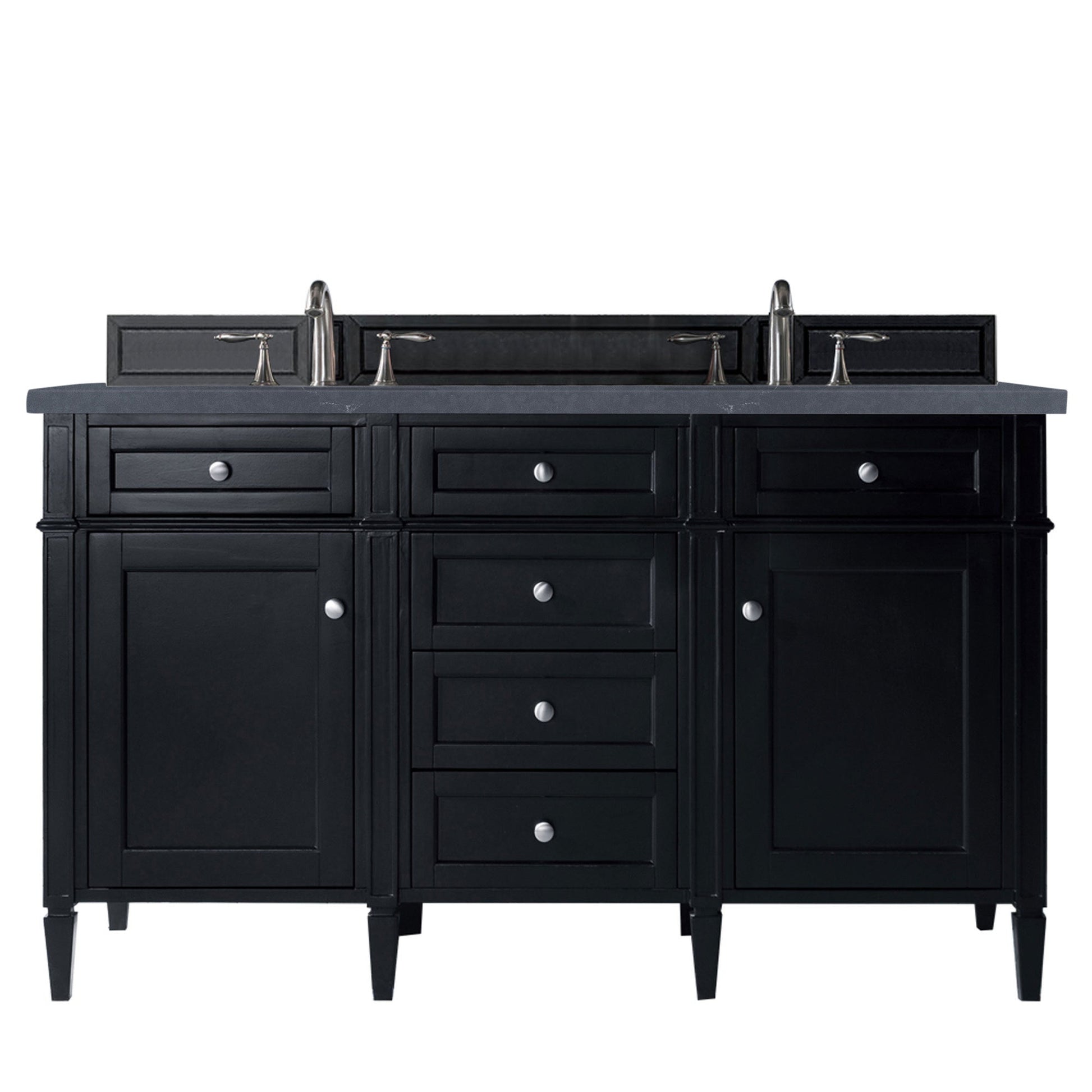 James Martin Vanities Brittany 60" Black Onyx Double Vanity With 3cm Charcoal Soapstone Quartz Top