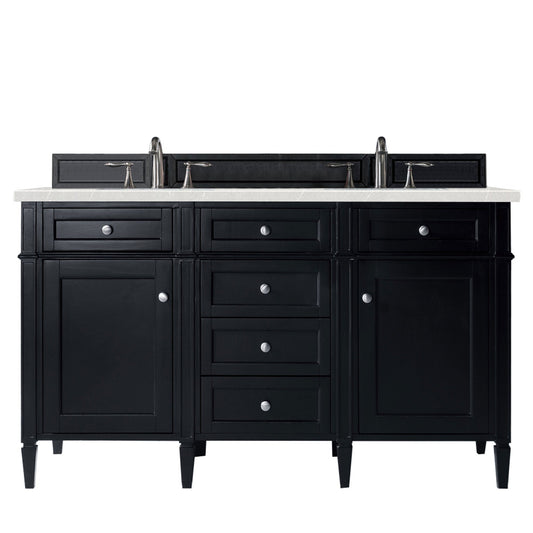 James Martin Vanities Brittany 60" Black Onyx Double Vanity With 3cm Eternal Serena Quartz Top