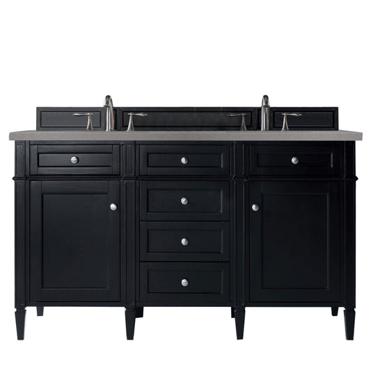 James Martin Vanities Brittany 60" Black Onyx Double Vanity With 3cm Grey Expo Quartz Top