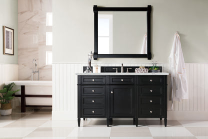 James Martin Vanities Brittany 60" Black Onyx Single Vanity With 3 cm Ethereal Noctis Silestone Top and FreePower Wireless Charger