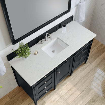 James Martin Vanities Brittany 60" Black Onyx Single Vanity With 3 cm Lime Delight Quartz Top