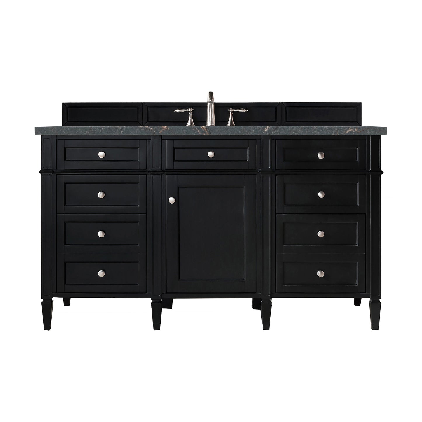 James Martin Vanities Brittany 60" Black Onyx Single Vanity With 3 cm Parisien Bleu Quartz Top