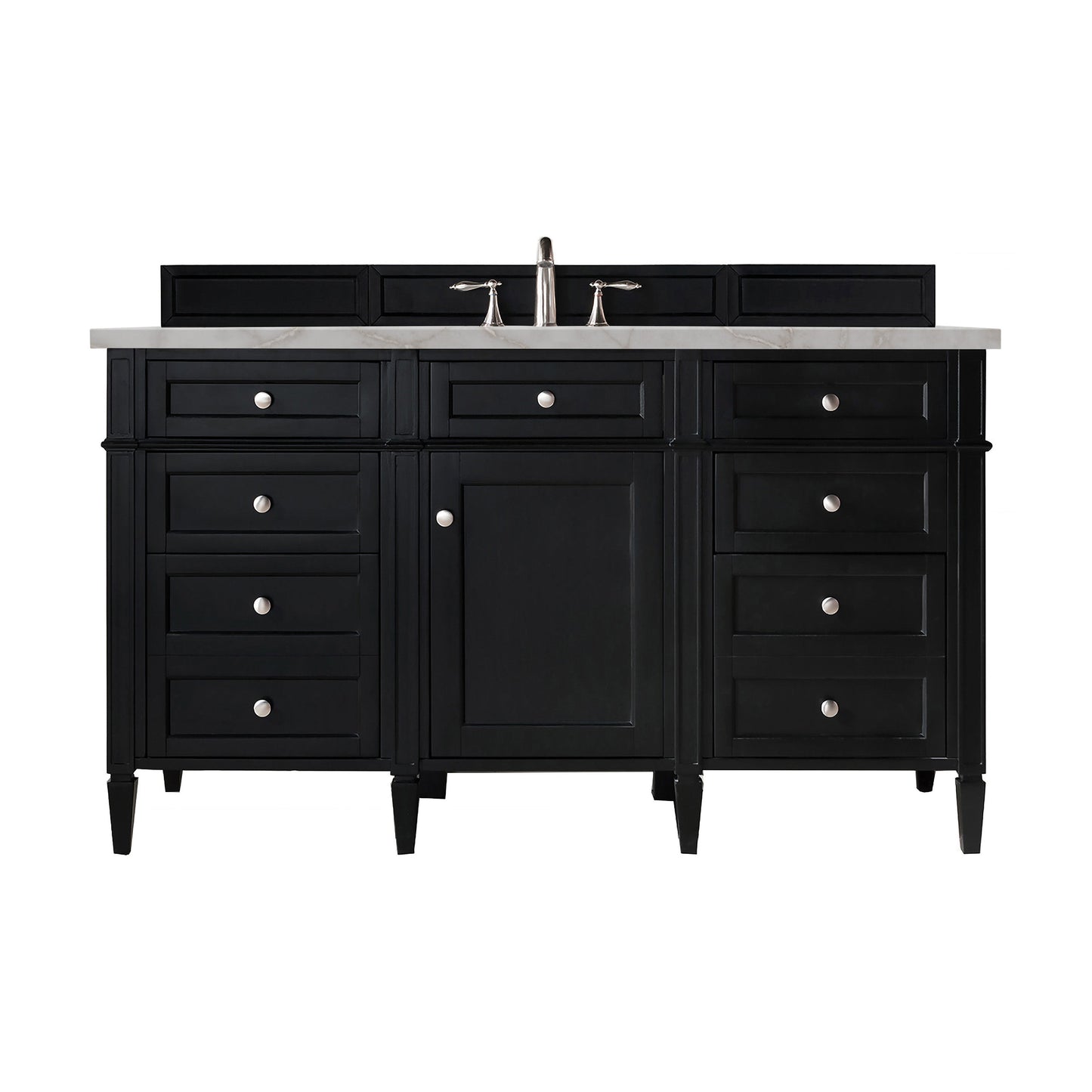 James Martin Vanities Brittany 60" Black Onyx Single Vanity With 3 cm Victorian Silver Quartz Top