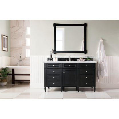 James Martin Vanities Brittany 60" Black Onyx Single Vanity With 3cm Arctic Fall Solid Surface Top