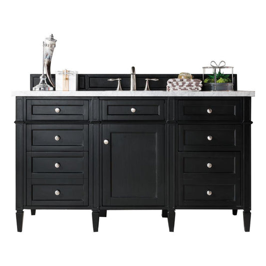 James Martin Vanities Brittany 60" Black Onyx Single Vanity With 3cm Arctic Fall Solid Surface Top