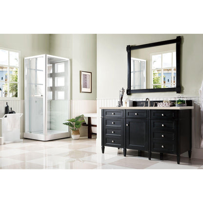 James Martin Vanities Brittany 60" Black Onyx Single Vanity With 3cm Eternal Marfil Quartz Top