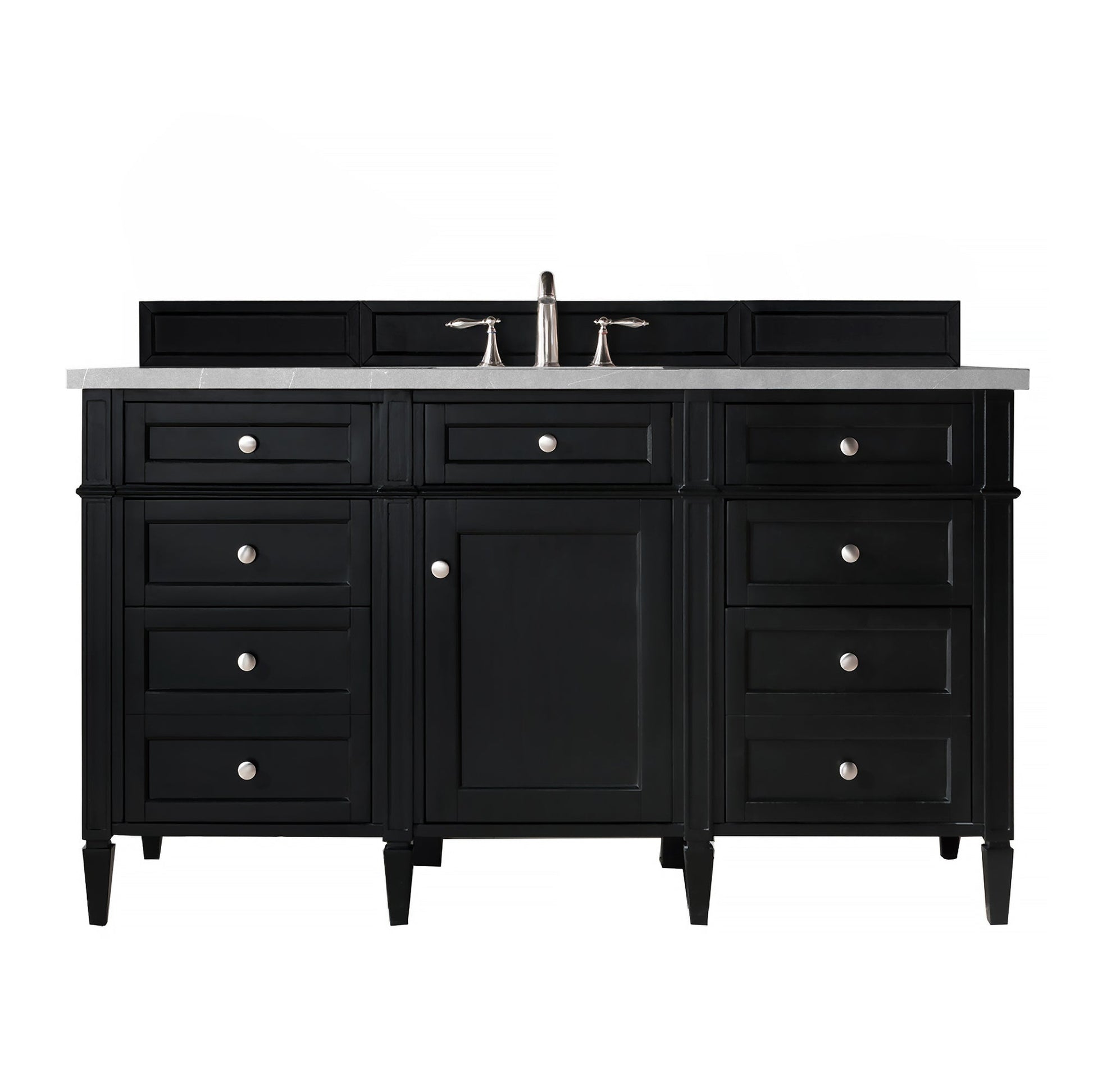 James Martin Vanities Brittany 60" Black Onyx Single Vanity With 3cm Eternal Serena Quartz Top