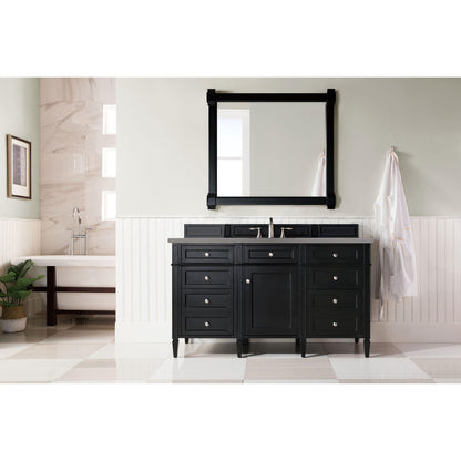 James Martin Vanities Brittany 60" Black Onyx Single Vanity With 3cm Grey Expo Quartz Top