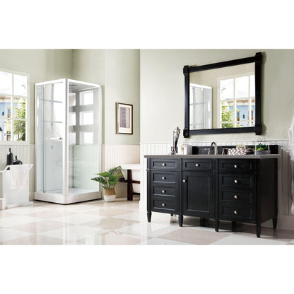 James Martin Vanities Brittany 60" Black Onyx Single Vanity With 3cm Grey Expo Quartz Top