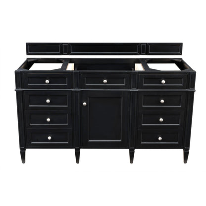 James Martin Vanities Brittany 60" Black Onyx Single Vanity With 3cm Grey Expo Quartz Top