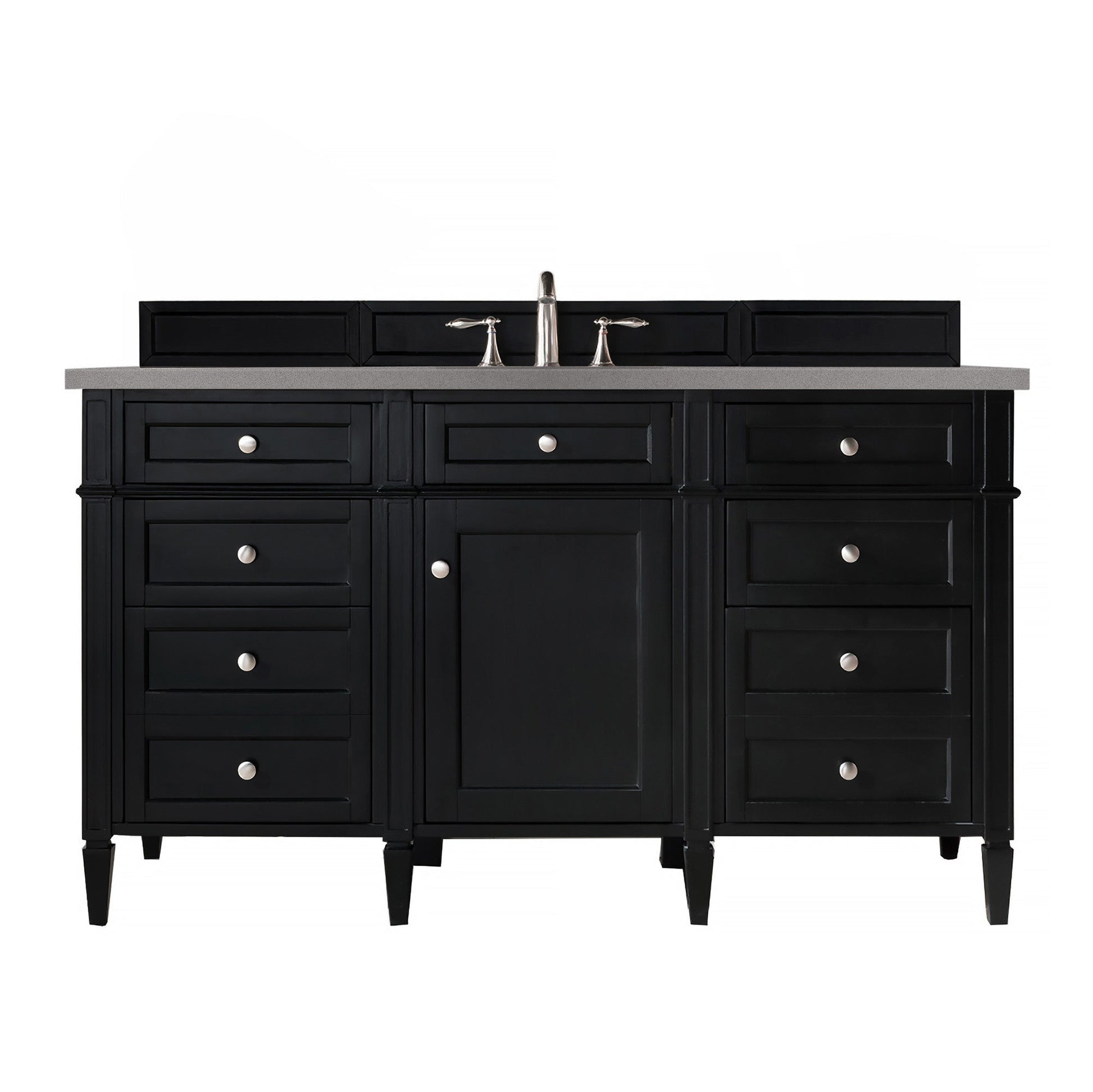 James Martin Vanities Brittany 60" Black Onyx Single Vanity With 3cm Grey Expo Quartz Top