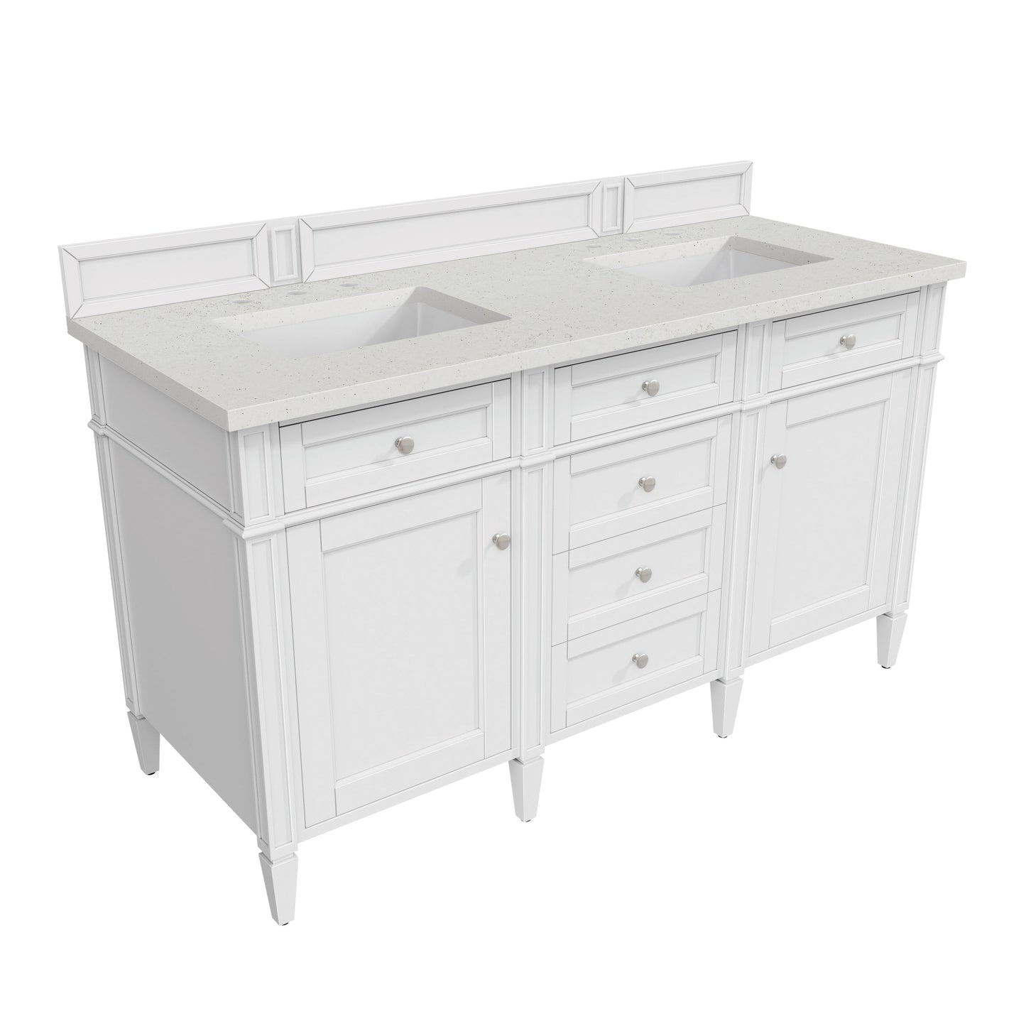 James Martin Vanities Brittany 60" Bright White Double Vanity With 3 cm Lime Delight Quartz Top