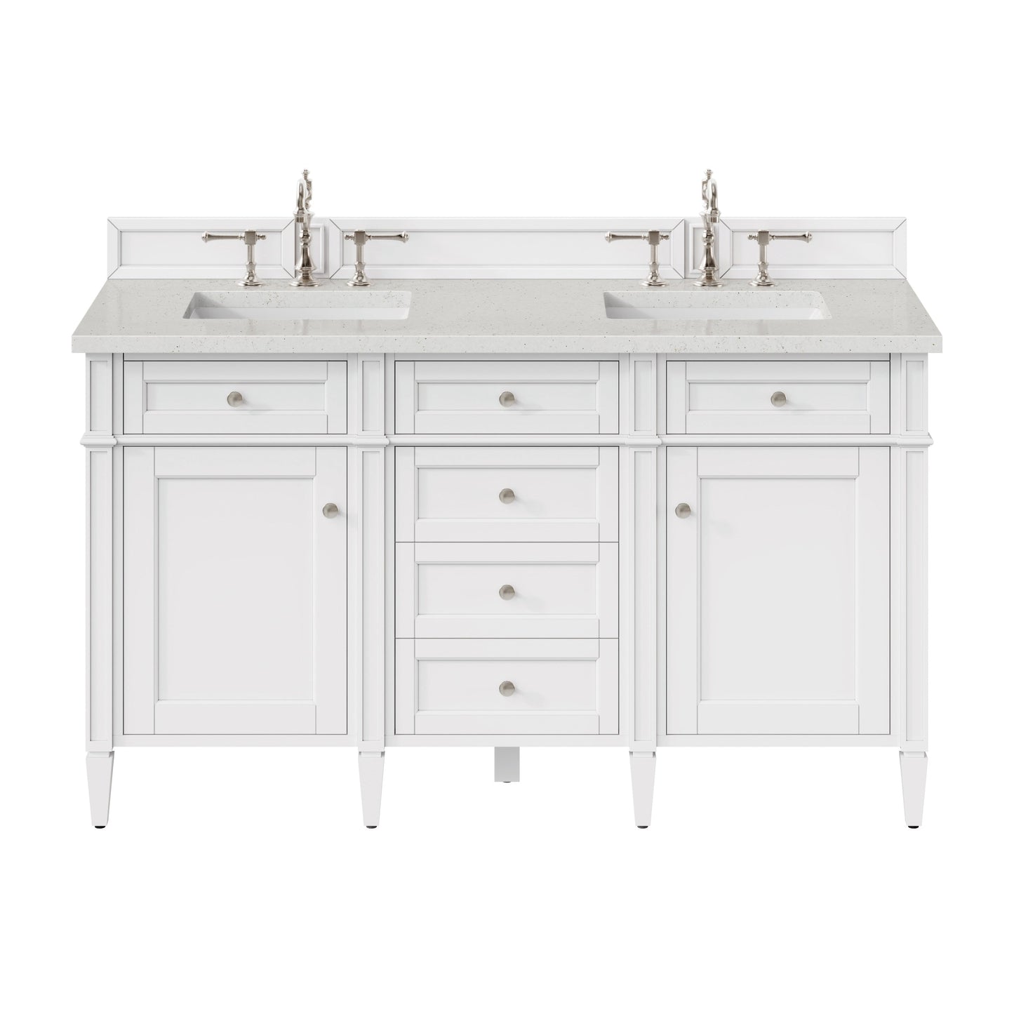 James Martin Vanities Brittany 60" Bright White Double Vanity With 3 cm Lime Delight Quartz Top