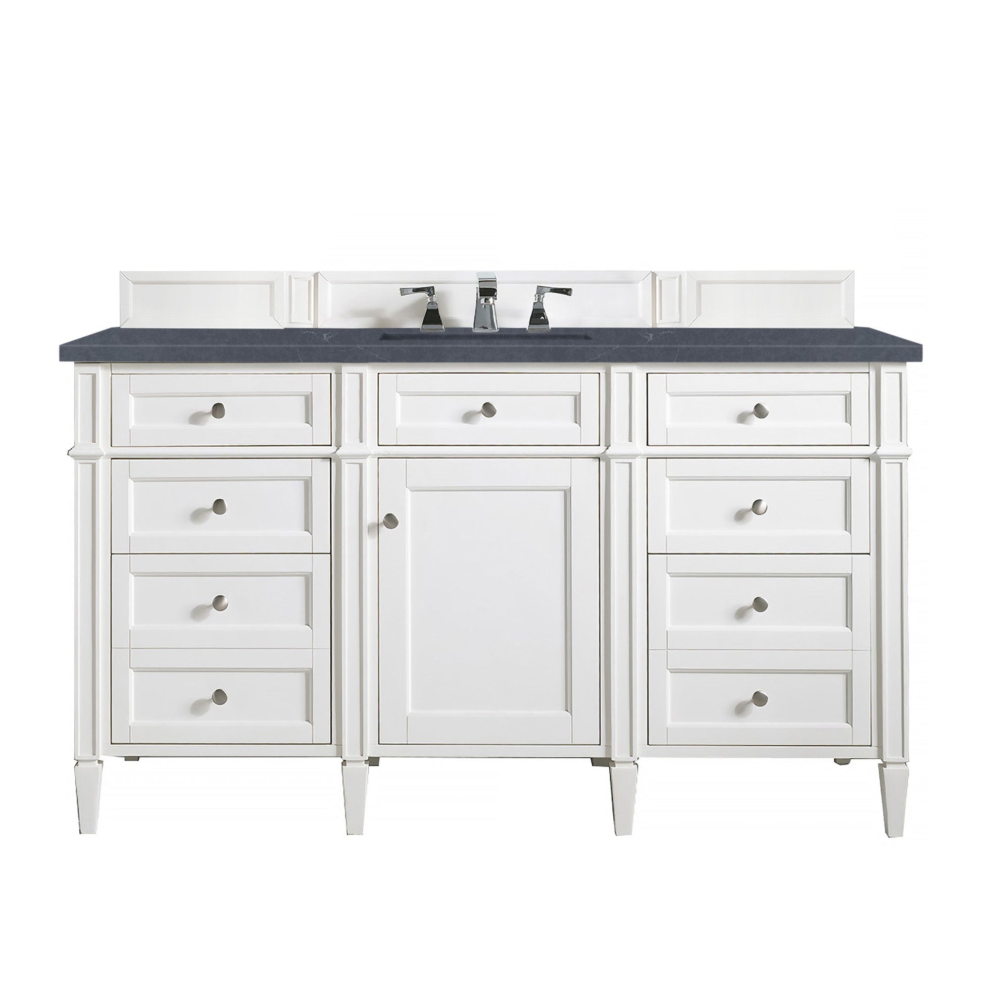 James Martin Vanities Brittany 60" Bright White Single Vanity With 3 cm Charcoal Soapstone Quartz Top