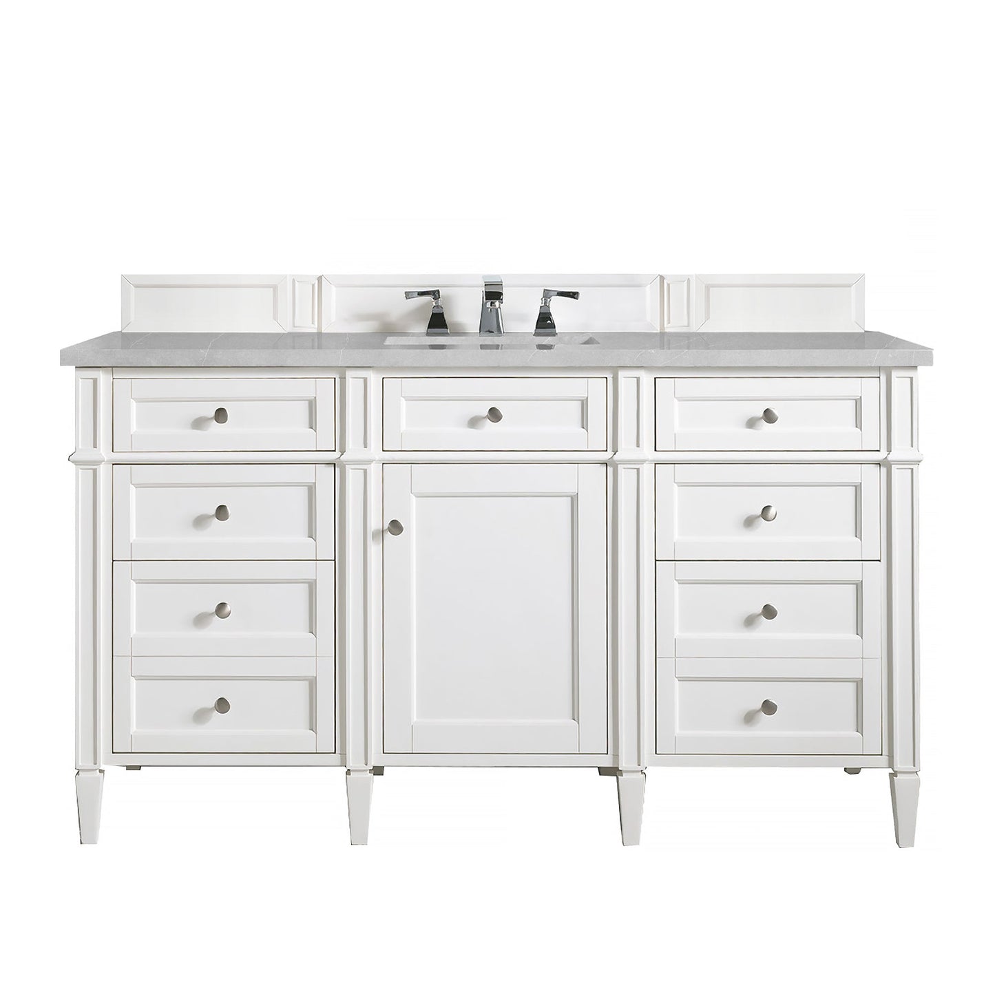 James Martin Vanities Brittany 60" Bright White Single Vanity With 3 cm Eternal Serena Quartz Top