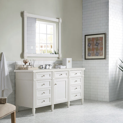 James Martin Vanities Brittany 60" Bright White Single Vanity With 3 cm Lime Delight Quartz Top