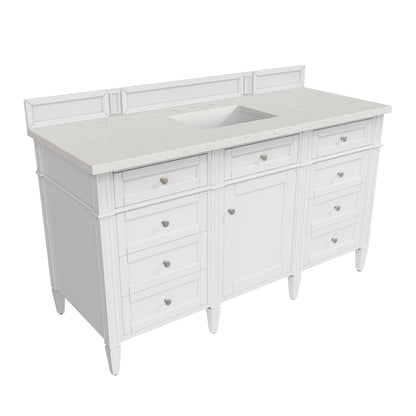 James Martin Vanities Brittany 60" Bright White Single Vanity With 3 cm Lime Delight Quartz Top