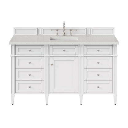 James Martin Vanities Brittany 60" Bright White Single Vanity With 3 cm Lime Delight Quartz Top