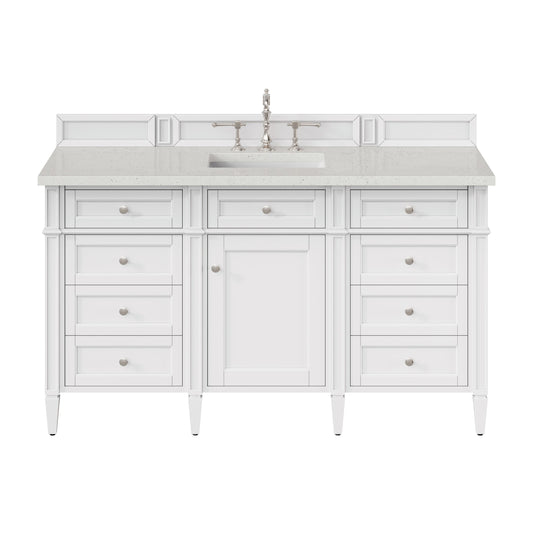 James Martin Vanities Brittany 60" Bright White Single Vanity With 3 cm Lime Delight Quartz Top