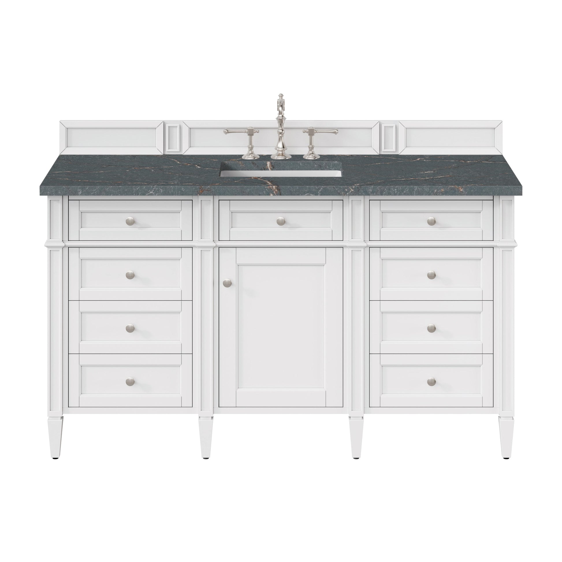 James Martin Vanities Brittany 60" Bright White Single Vanity With 3 cm Parisien Bleu Quartz Top