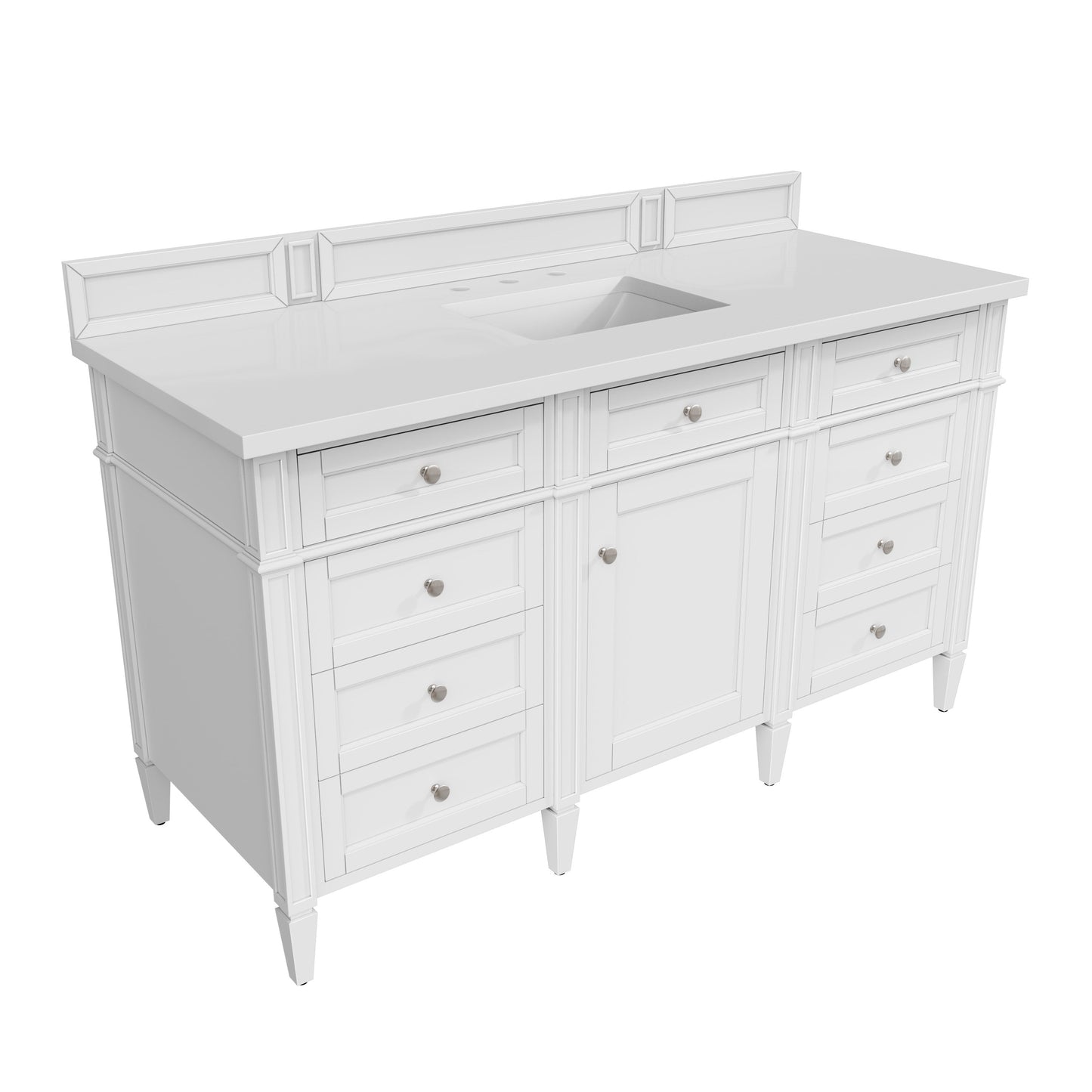 James Martin Vanities Brittany 60" Bright White Single Vanity With 3 cm White Zeus Quartz Top