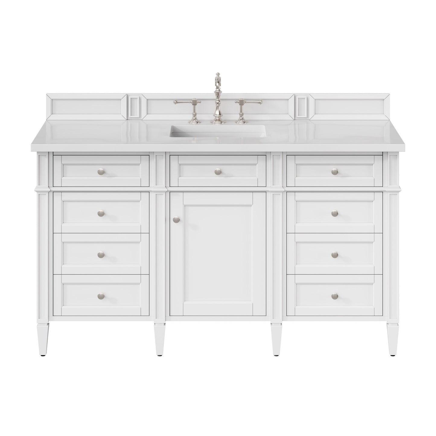 James Martin Vanities Brittany 60" Bright White Single Vanity With 3 cm White Zeus Quartz Top