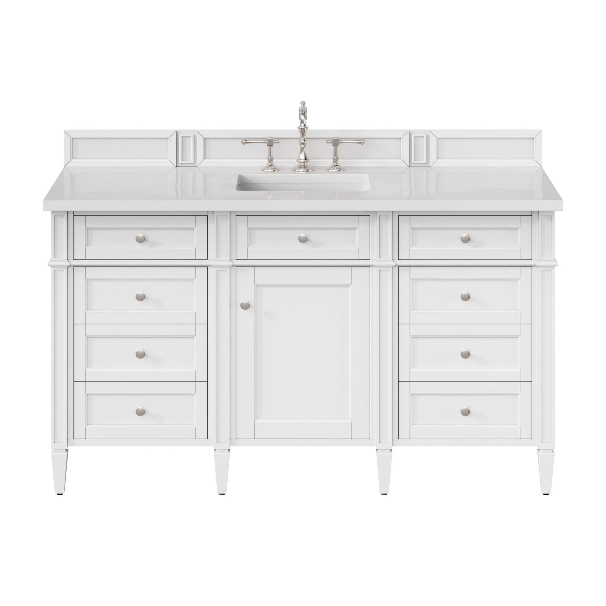 James Martin Vanities Brittany 60" Bright White Single Vanity With 3 cm White Zeus Quartz Top