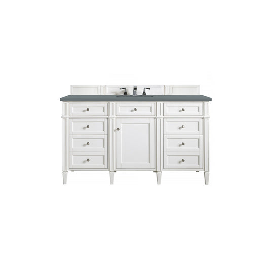 James Martin Vanities Brittany 60" Bright White Single Vanity With 3cm Cala Blue Quartz Top