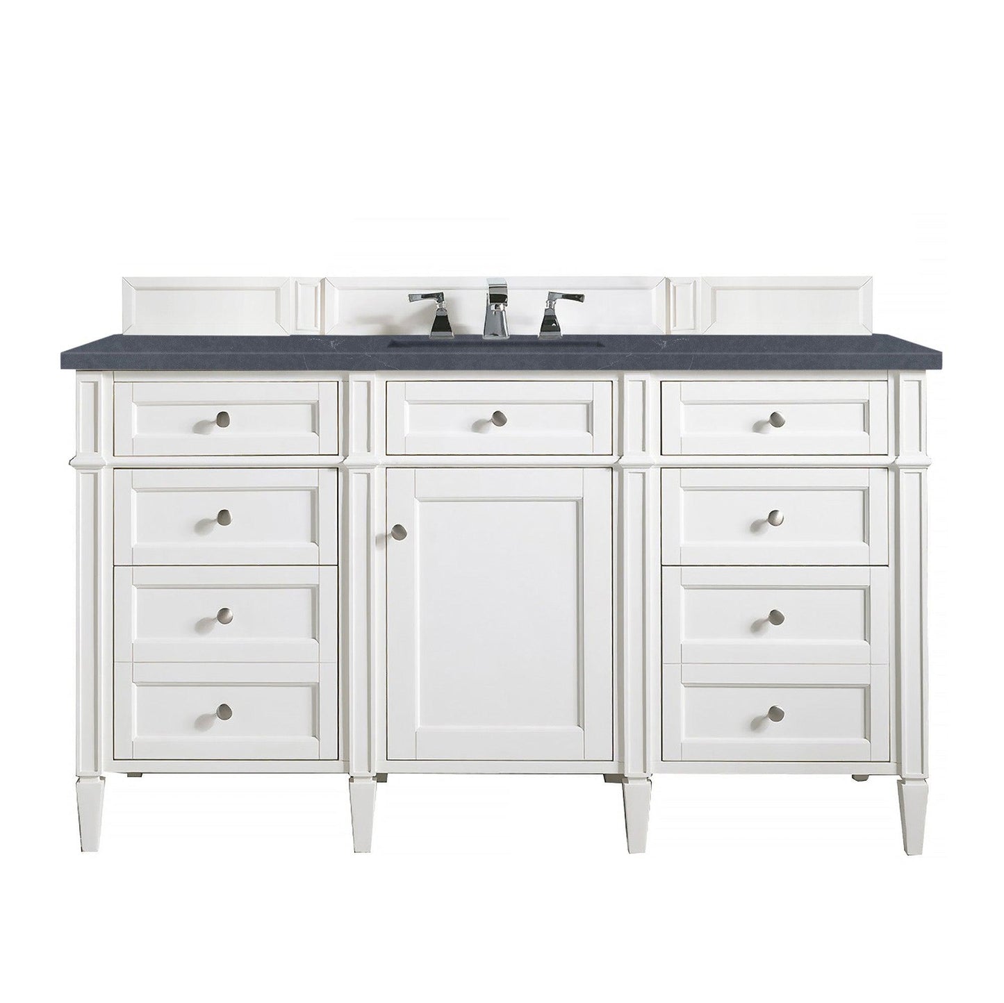 James Martin Vanities Brittany 60" Bright White Single Vanity With 3cm Charcoal Soapstone Quartz Top